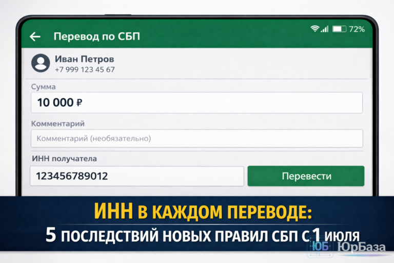 Интерфейс мобильного приложения банка с новым полем ИНН при совершении перевода по СБП.6