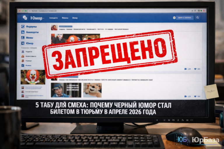 Красный штамп «ЗАПРЕЩЕНО» на мониторе с открытой страницей юмористического форума.